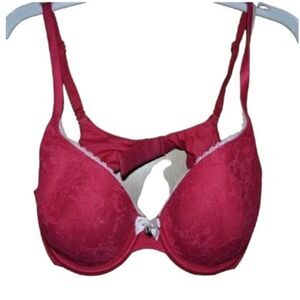 Body by Victoria's Secret Lined perfect coverage hot pink Lace Heart charm bra
